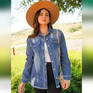 Dokotoo Blue Denim Distressed Jean Jacket